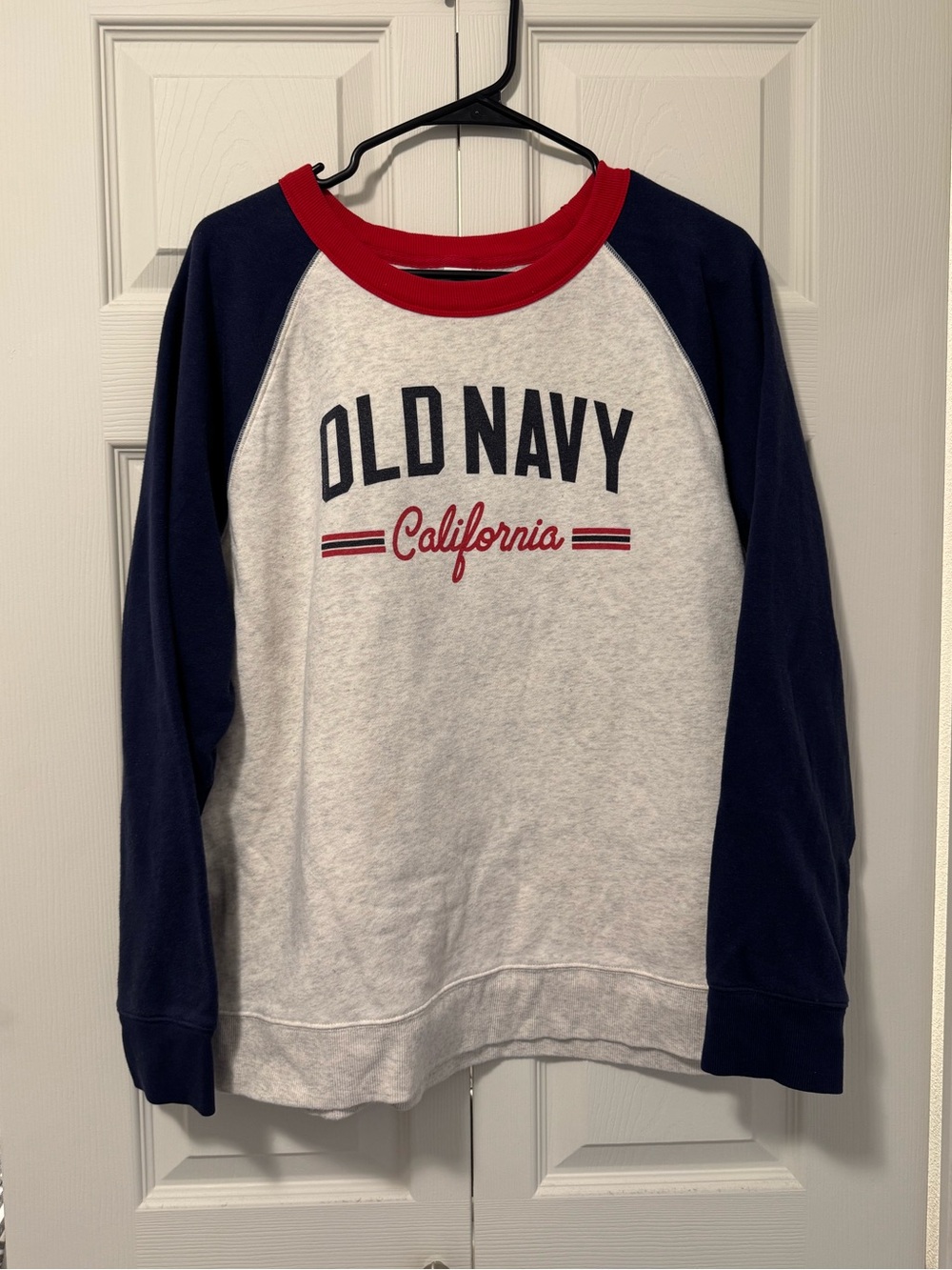Old Navy Red Trim Crewneck Sweatshirt - White & Red